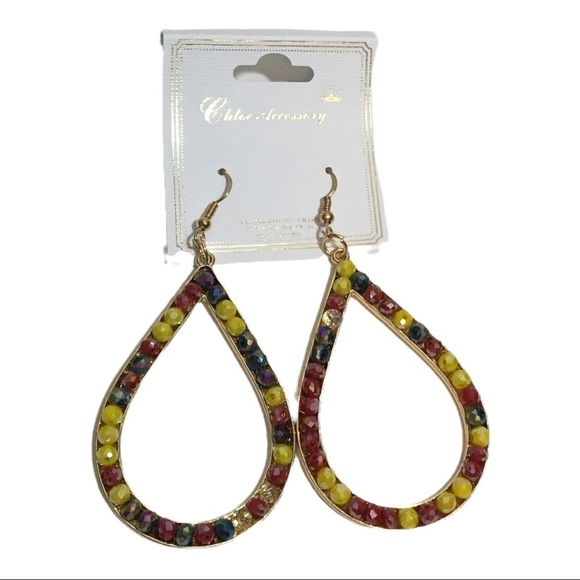 MULTI Colored Bohemian Tear Drop Women Earrings NWT - Picture 6 of 12